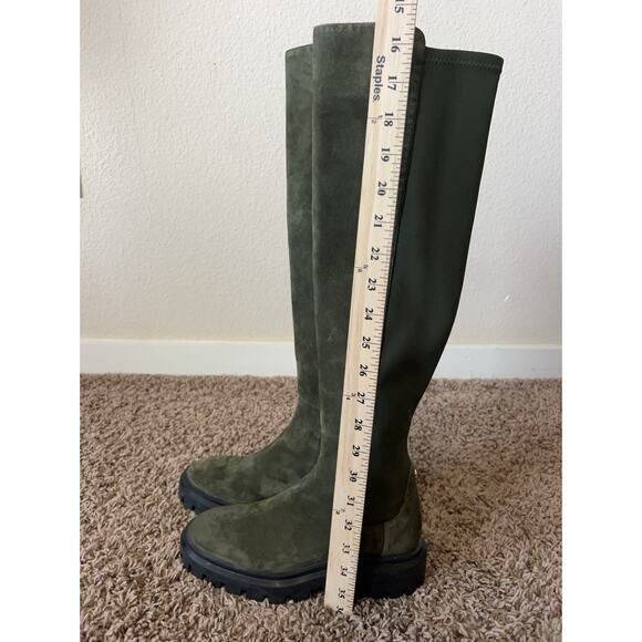 Stuart Weitzman Olive Knee High Lug Boots Stretch Shaft Combat EU 35.5 US 5B - Picture 10 of 11